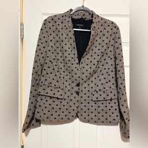 LANE BRYANT Gray and Black Checkered Polka Dot Blazer